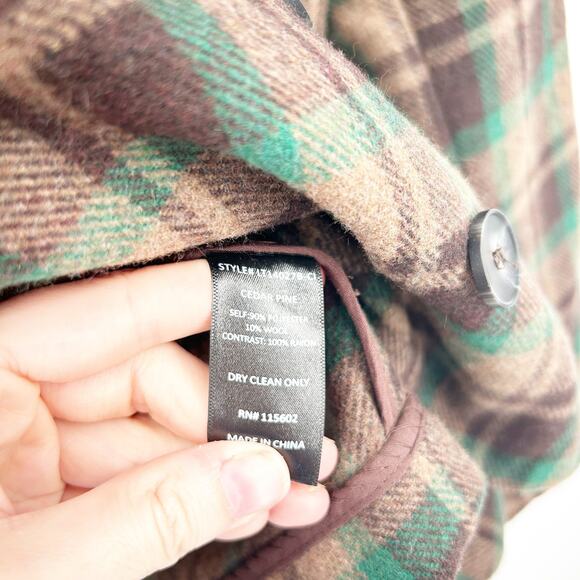 Lush Womens Business Preppy Plaid Wool Blend Double Breasted Blazer Jacket S - Picture 4 of 7